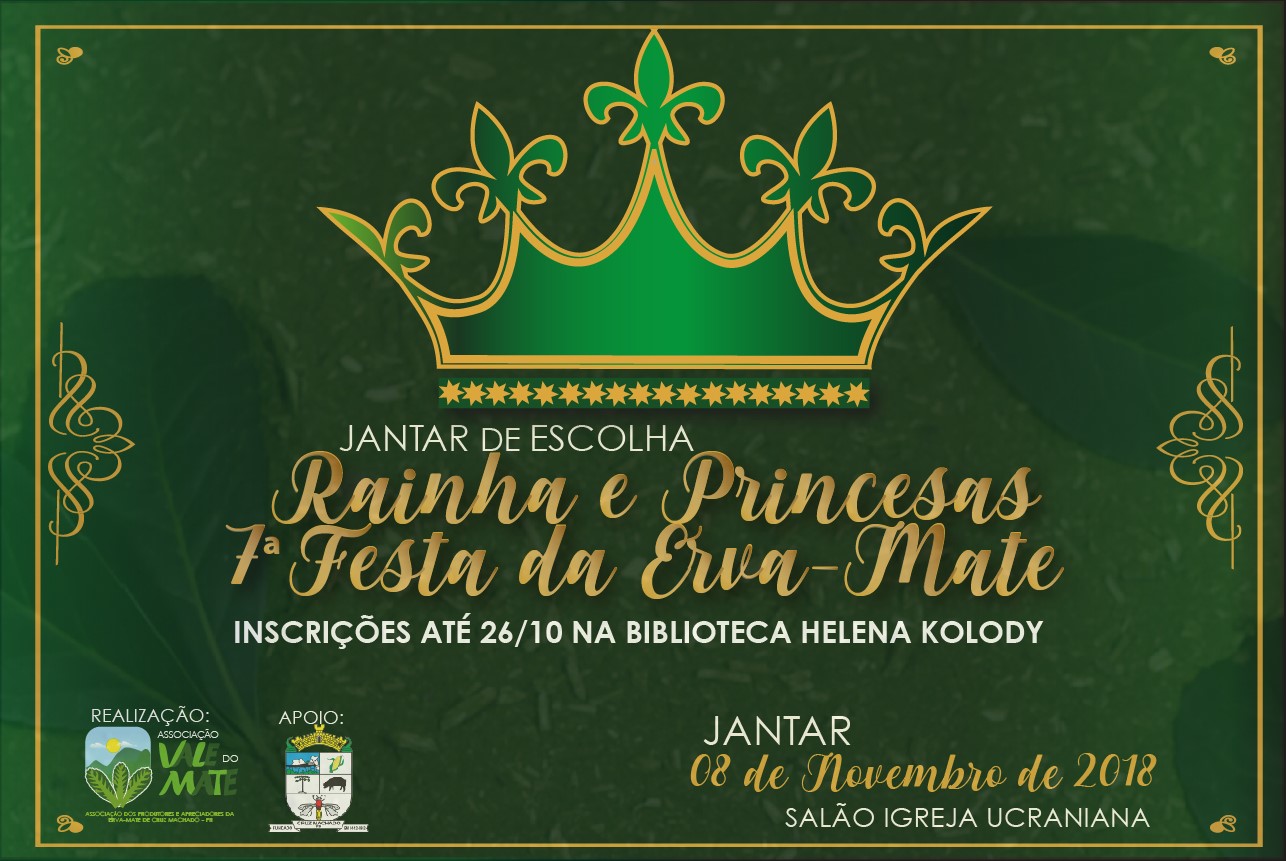 Inscrições abertas para o concurso de escolha da Rainha e Princesas da 7ª Festa da Erva-Mate