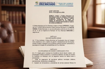 Cruz Machado lança Lei de Inteligência contra Fraudes no CadÚnico com 