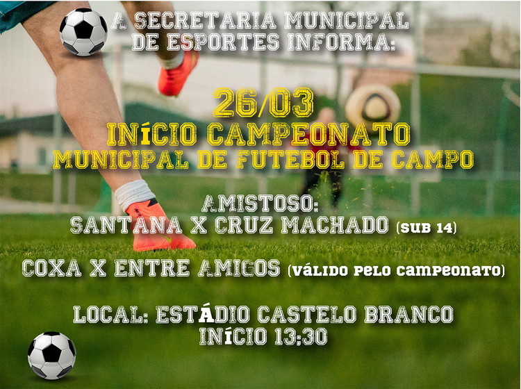 Campeonato Municipal de Futebol de Campo inicia dia 26